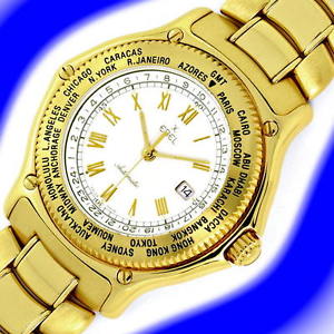 Ebel Voyager Automatik Tag-Nacht Weltzeit-Uhr Gelb-Gold - JUWELENMARKT DE, U2201