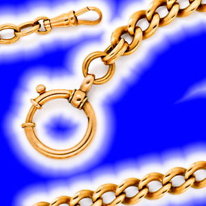 Taschenuhren-Goldkette antik Verlauf Rotgold massiv 14K - JUWELENMARKT DE, K2464