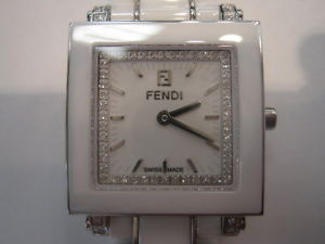 FENDI WOMEN'S WATCH QUARTZ WHITE CERAMIC DIAMOND ORIGINALSWISS F622140DDC NEW