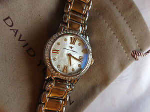 David Yurman 30mm 18K Gold Diamond Mother of Pearl Stainless Steel $5800