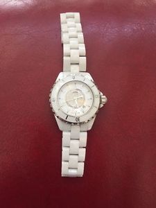 CHANEL J12 Quartz SS/Ceramic White 12P Diamond Women's Watch Authentic 100%