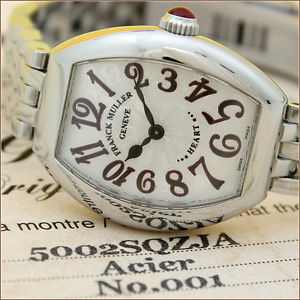 AUTH FRANK MULLER HEART to HEART 5002SQZJA SS Silver(Guilloche) S10-079