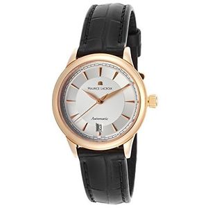 Maurice Lacroix Womens Automatic Black Alligator Silver-Tone Dial 18K Gold Case