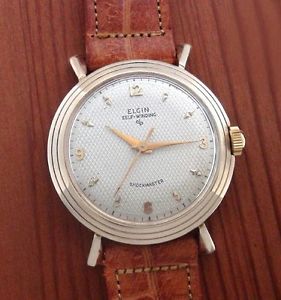 FINE Men's '50s 14k Gold Flying Saucer Elgin Shockmaster Wristwatch - SERVICED