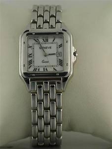 GENEVE MENS SWISS 14K WHITE GOLD WATCH  AUTOMATIC  ITALY DESIGN VINTAGE