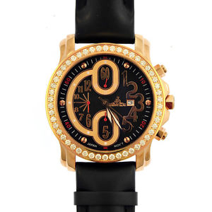 Johnny Dang & Co Custom Men's Single Row Diamond Watch with Genuine Leather Band