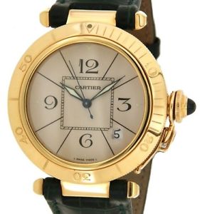 PASHA IN YELLOW GOLD AND LEATHER, 38MM
