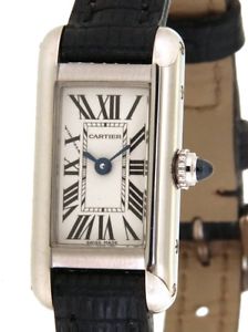 MINI TANK Americaine LADY W1540856 IN WHITE GOLD AND LEATHER