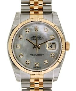 DATEJUST CLASSIC 116233 IN STEEL, YELLOW GOLD, DIAMONDS, 36MM