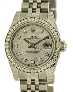 DATEJUST LADY 179384 IN STEEL, DIAMONDS AND METEORITE DIAL, 26MM