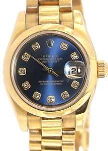 DATEJUST LADY 179168 IN YELLOW GOLD, 26MM BLUE DIAL