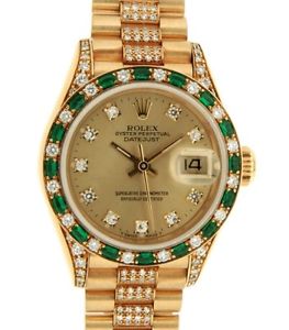 DATEJUST LADY 69198 IM YELLOW GOLD, DIAMONDS AND EMERALD, 26MM