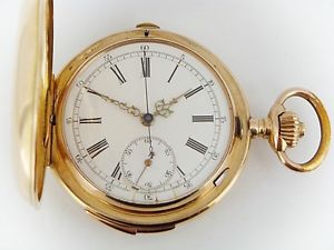 Savonette Herren Taschenuhr 1/4 Std. Repetition in 585/- Gelbgold!