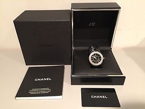 CHANEL J12 DIAMOND WATCH BLACK HIGH-TECH CERAMIC AND STEEL H0950 MSRP: 17,300!