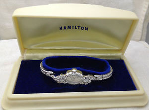 TIMELESS Ladies Hamilton 28 Diamond Watch W/ 14K White Gold Case & Box NHVB-19