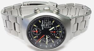 BELL & ROSS SPACE 2 By SINN 40mm MENS SWISS AUTOMATIC SS CHRONO DAY/DATE WATCH