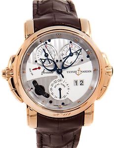 NEW Ulysse Nardin Sonata Cathedral Alarm 18kt Rose Gold Date Strap Watch 676-88