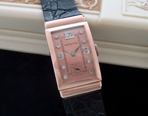 STUNNING Men's 1947 Hamilton 14k Rose Gold Diamond Dial Watch  - SERVICED!
