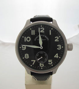 ZENO WATCH BASEL Black Large Leather Automatic 9558-SOS SWISS MADE GENUINE OEM