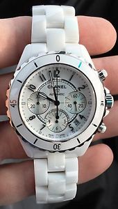 Chanel H1007 J12 White Chronograph Ceramic Automatic 41mm Watch w/ Box