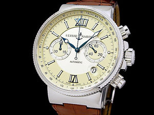 Auth ULYSSE NARDIN Maxi Marine Chronograph 353-66 SS Auto Men's Watch(S A47904)