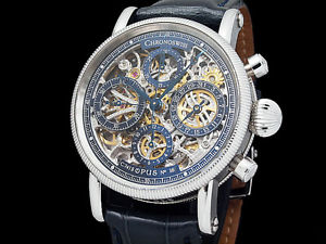 Auth CHRONOSWISS Opus Skeleton Chronograph CH7523 SS Auto Men's Watch(S A47889)
