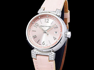 Auth LOUIS VUITTON Tambour Diamond Q121Y SS Quartz Lady's Watch(S A47685)