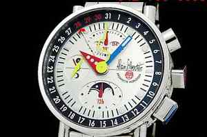 Auth Alain Silbestein Chrono B-2 Lacquer white night KT0504 Men's Watch(S A1149)