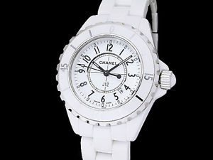 Auth CHANEL J12 H0968 White Ceramic Quartz Lady's Watch(S A48115)
