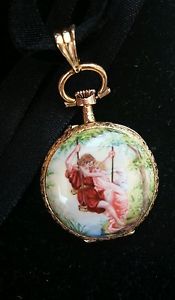 18k Gold Enamel Pocket Pendant Watch 1800's AVANCE RETARD