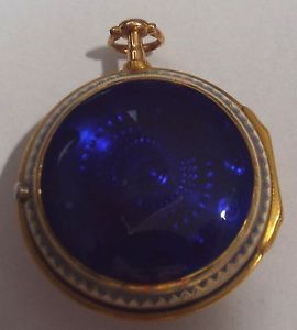 RARE FIND 22CT GOLD ENAMEL MINT FUSEE CYLINDER DIAMOND ENDSTONE + KEY