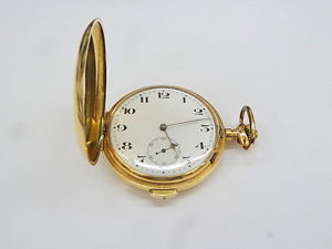 Sprungdeckel-Taschenuhr in 585er Gold mit Viertelstunden Repetitionswerk um 1900