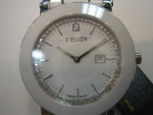 FENDI WOMEN'S WATCH QUARTZ WHITE CERAMIC DIAMOND ORIGINAL SWISS F642140D NEW