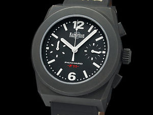 Auth ECW Panhard chronograph F11-4051-BK PVD Men's Watch(S A47620)