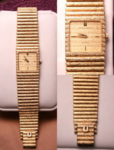 UNIVERSAL Geneve SOLID 18K 750 Yellow GOLD Wrist Watch Bark Bracelet 72.2 Grams