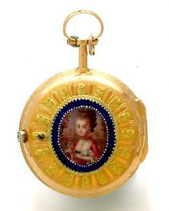 Antique 18K Gold Enamel Verge Fusee Pocket Watch by Le Pine of Paris CA1745