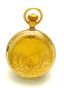 Rare 18-Size 14K Gold J.P. Steven #785 Hampden Pocket Watch w/24 Hour Dial C1883