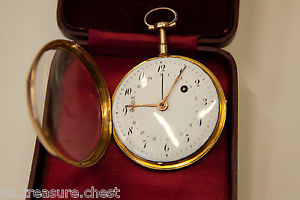 MUSEUM  QUALITY Antoine Crosnier / Cronier 18k gold Verge Fusee Pocket Watch Cal