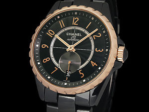 Auth CHANEL J12 365 H3838 Ceramic/K18 Beige Gold Auto Unisex Watch(27.2.12)