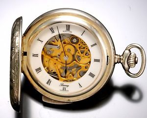 Quarter Hour Repeater Skeletonized Pocket Watch Sterling Silver Case C. 2005
