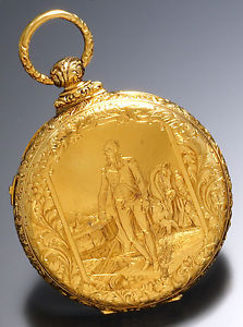 18K Gold M. J. Tobias Captains Pocket Watch with George Washington Portrait Case
