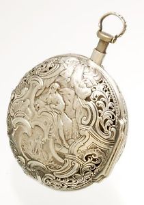 Massive 60mm ¼ Hour Bell Repeater Verge Fusee  Silver Repousse Case Pocket Watch