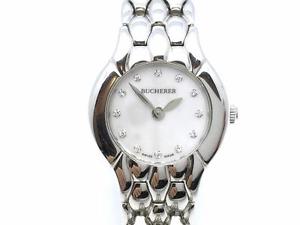 Auth Bucherer Stainless Steel Watch Silver/ White Free Shipping