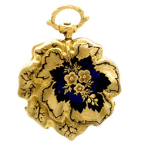 18K Rare & Unusual Leaf Shaped Key-Wind/Key-Set Swiss Form Pocket Watch with Key