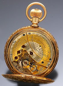New Columbus 16-Size 14K Gold Beautifully Engraved Hunter Case Pocket Watch