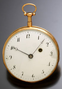 18K Rose Gold Quarter Hour Pump Repeater Pocket Watch  by F. Winkhaus of Germany