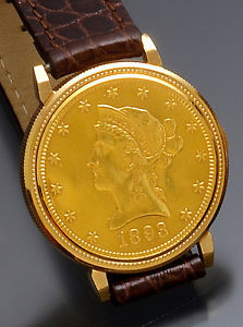 Rare U.S. $10 Gold Coin Juvenia Wrist Watch Triple Signed Juvenia - Mint!