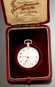 Rare Platinum  Ulysse Nardin Pocket Watch in Original Box Antique Triple Signed