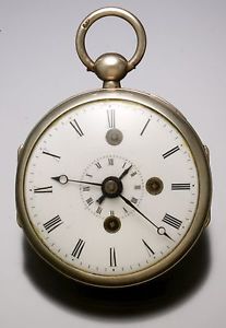 Rare Sterling Silver Alarm Verge Fusee Pocket Watch Antique from 1795