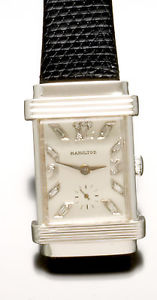 Diamond Dial Hamilton Watch Top Hat Model 14K White Gold with Original Box C1946